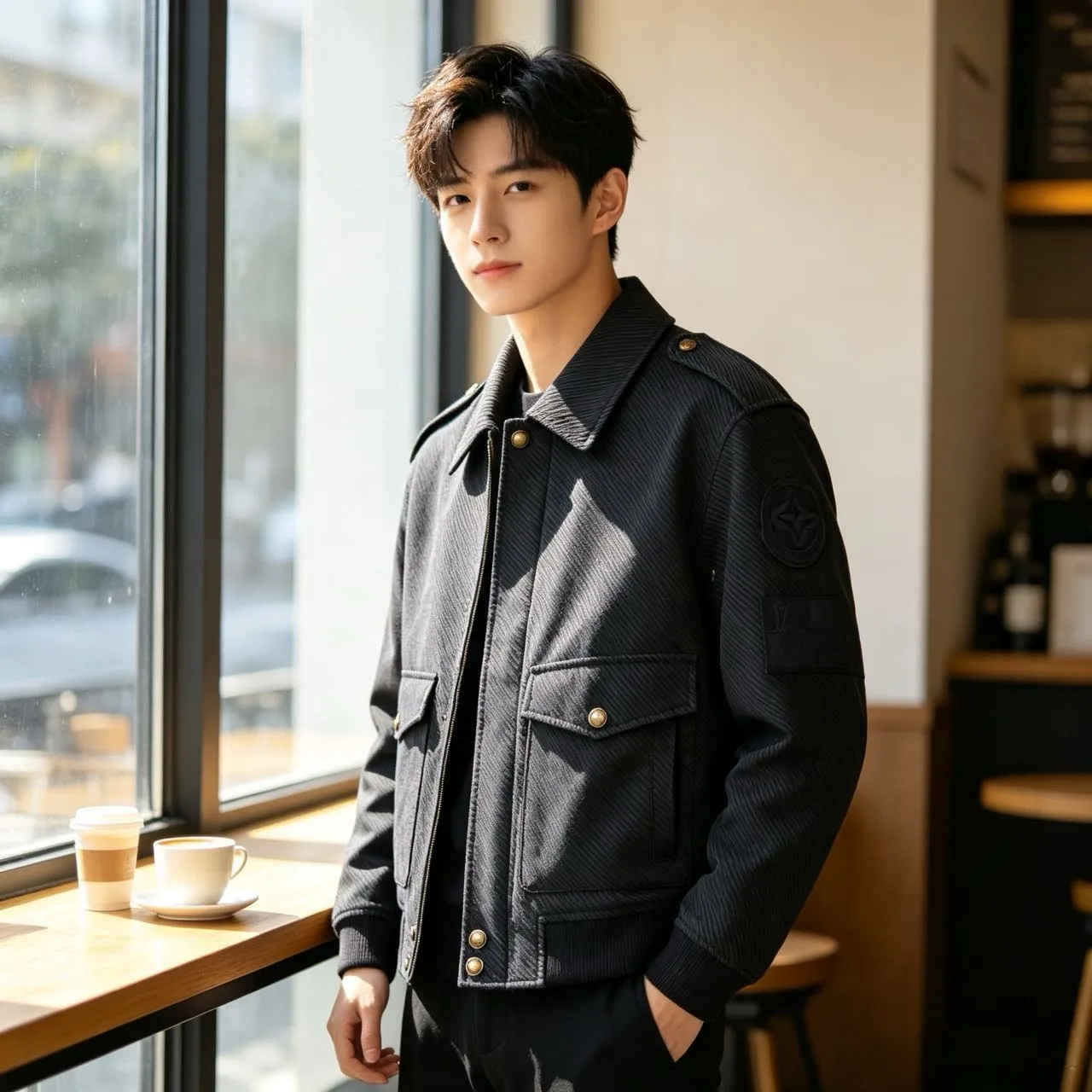 Louis Vuitton/Louis Vuitton twill button shoulder patch lapel jacket jacket